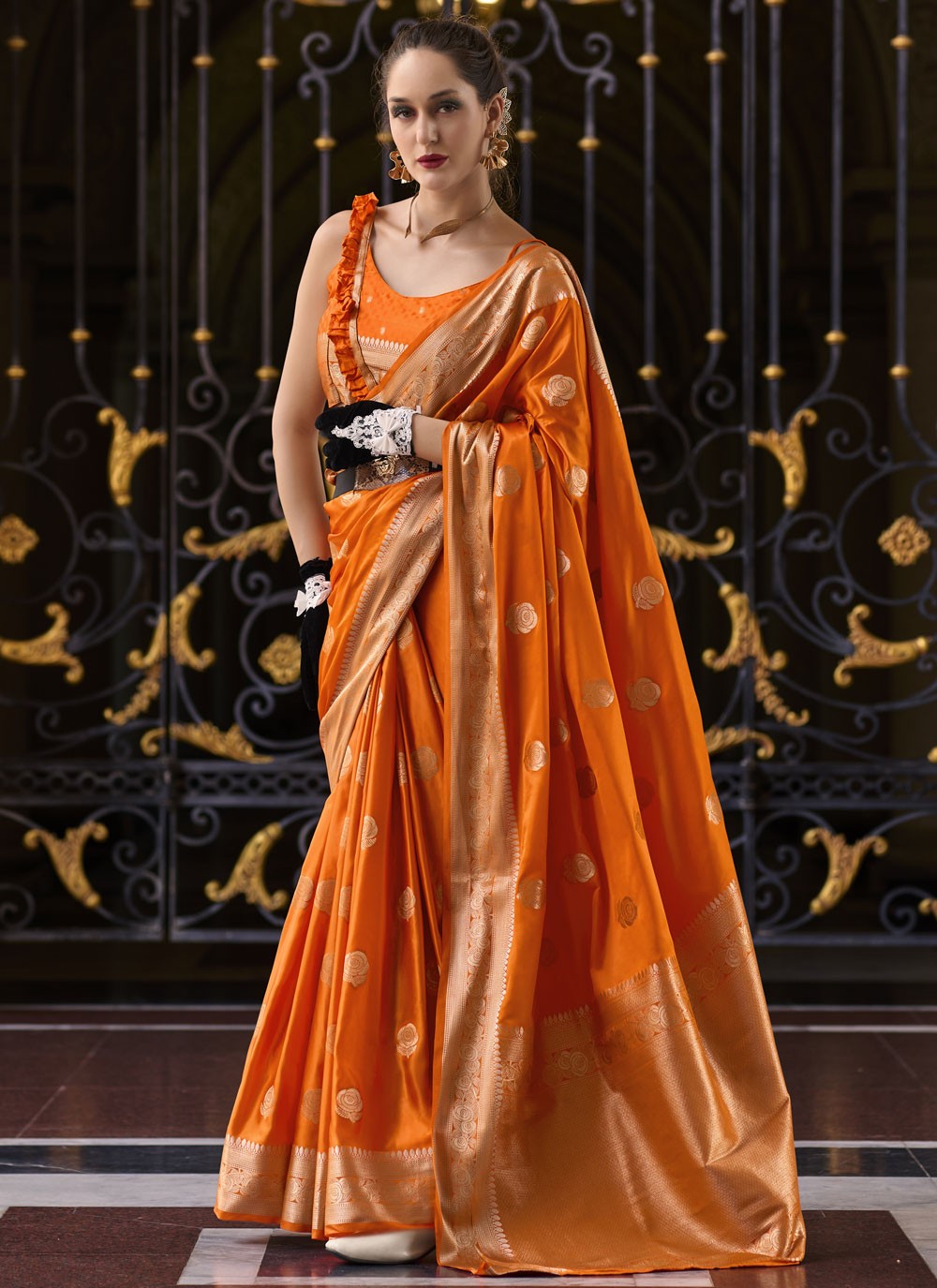 Classic Weaving Zari Satin Silk Saree - S9129