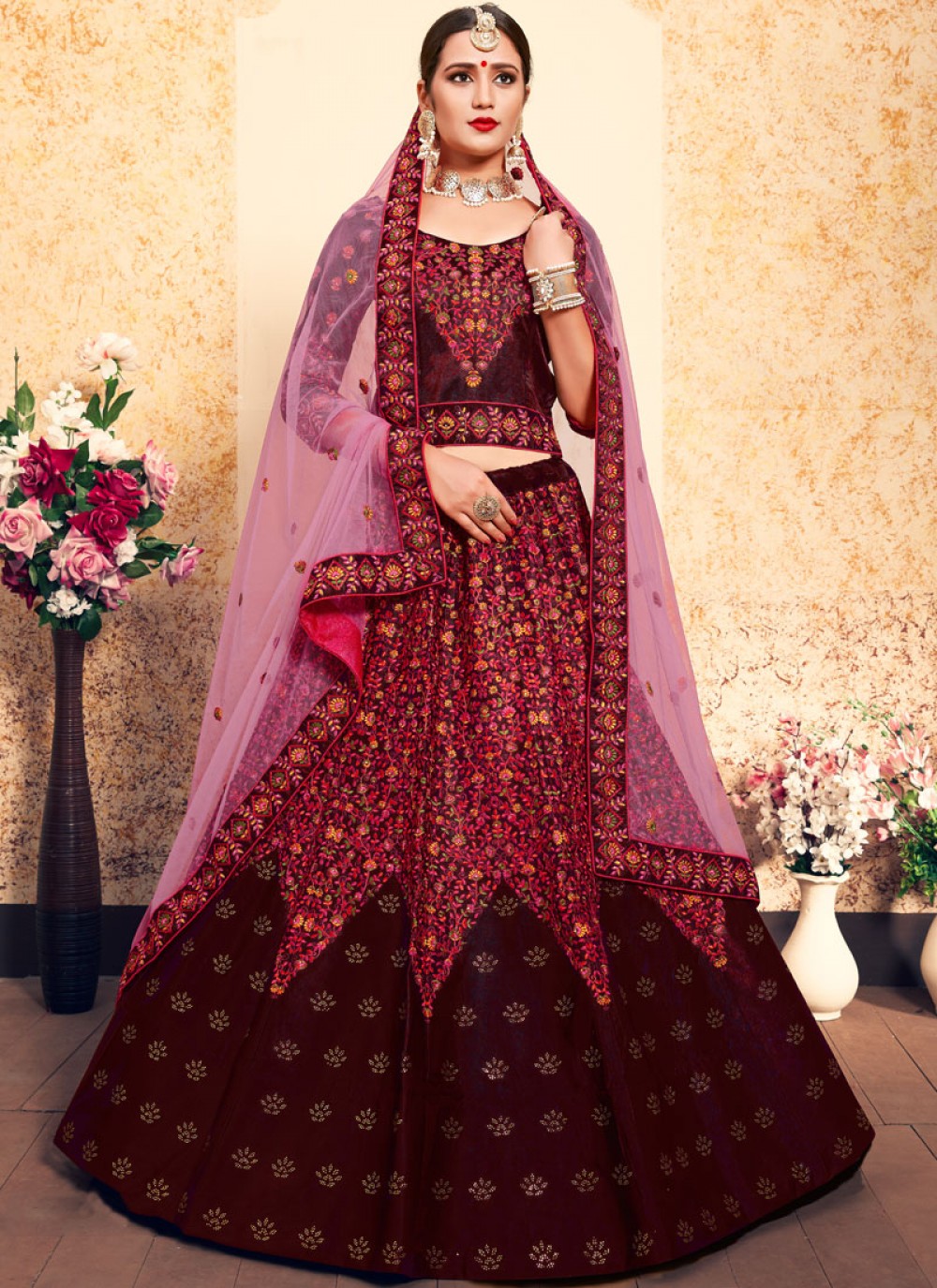 Swarovski Satin A - Line Lehenga - L0012