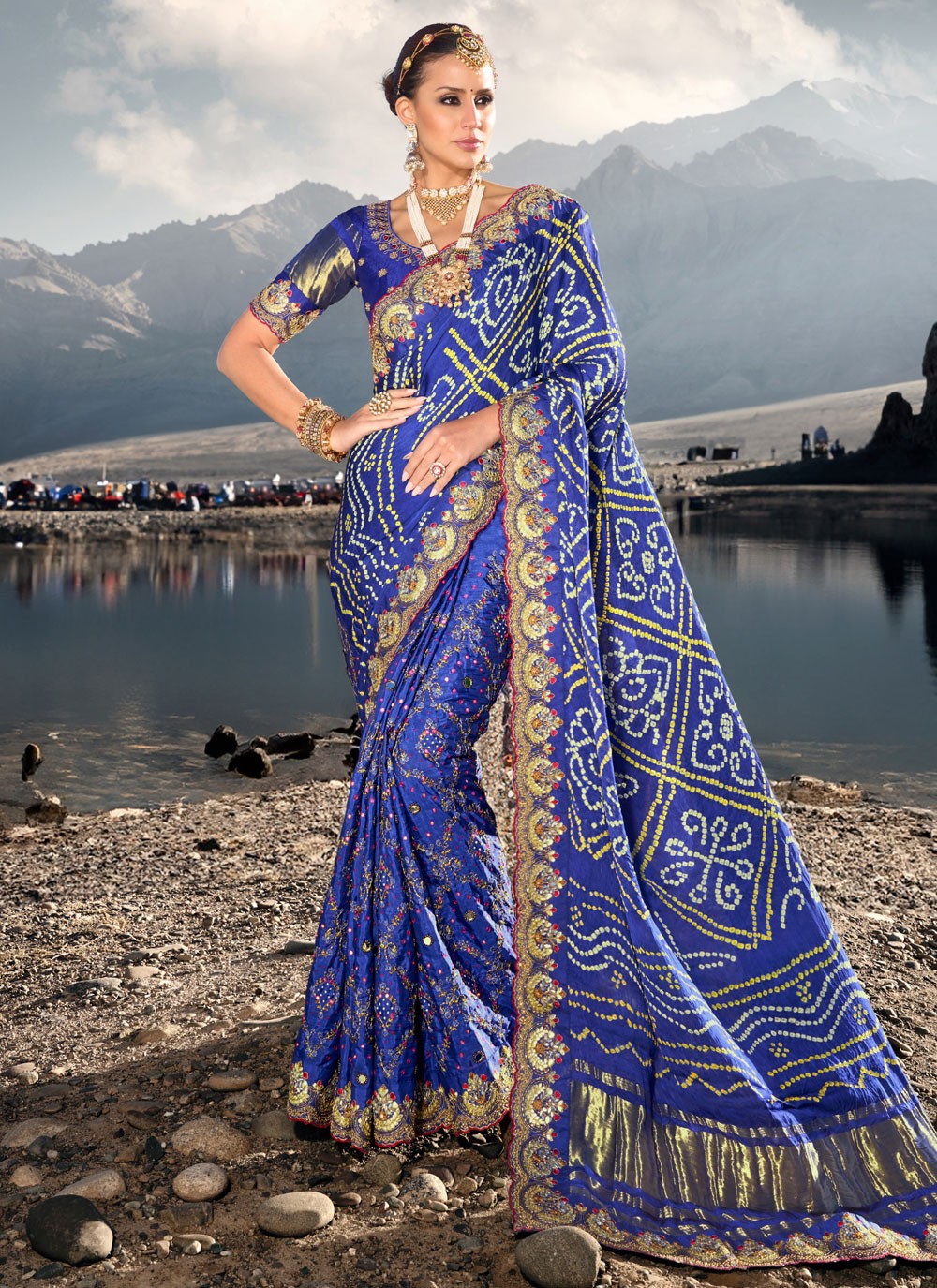 Trendy Bandhej Satin Saree - S4126