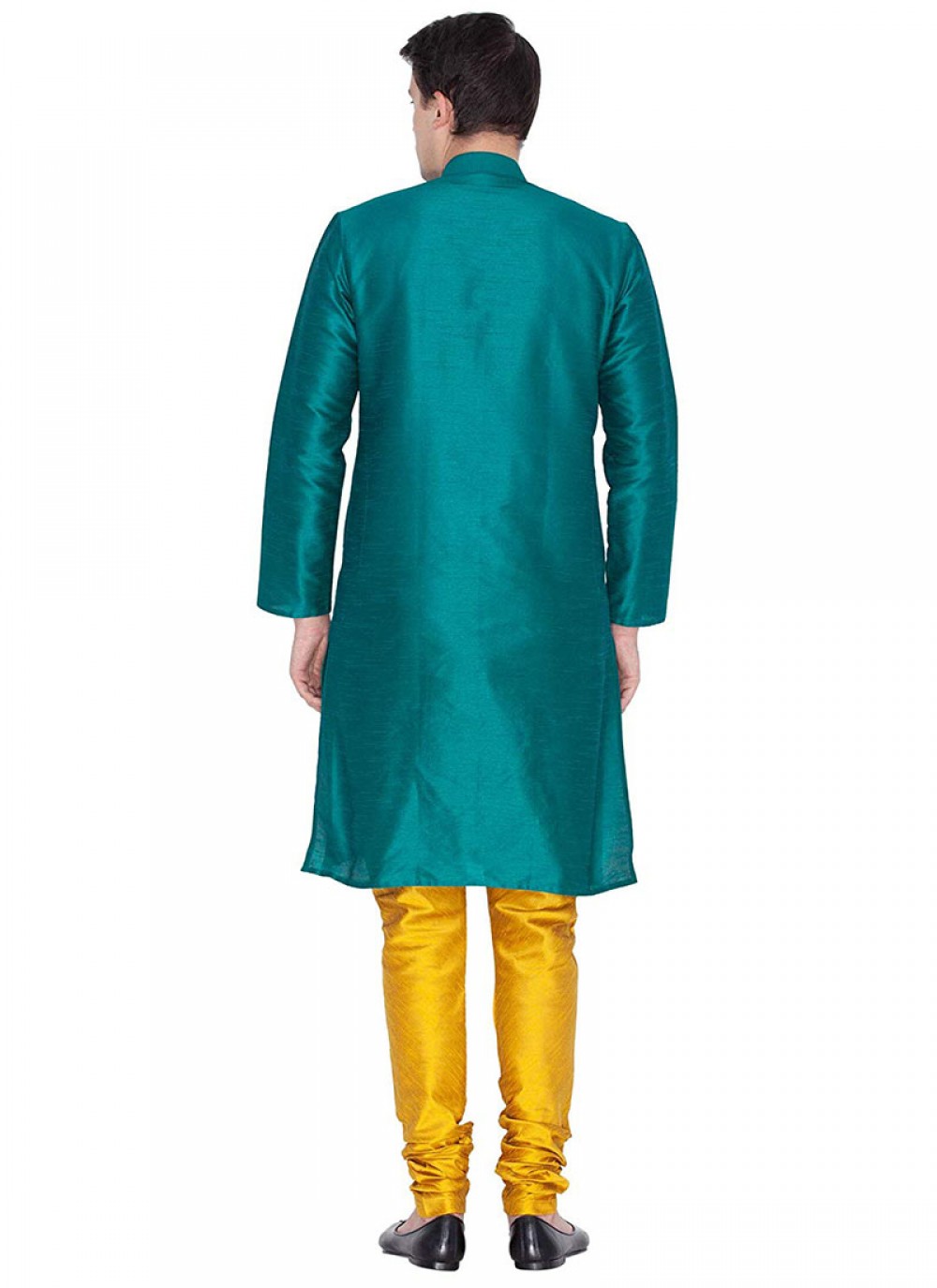 Plain Art Dupion Silk Sea Green Kurta Pyjama - M1177