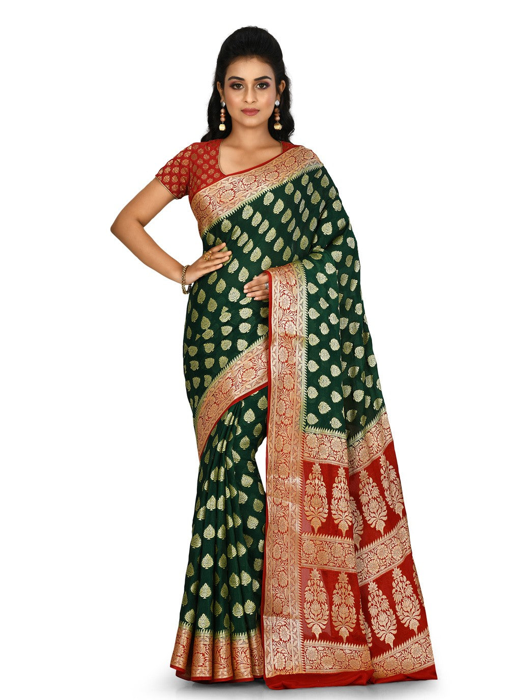 Contemporary Weaving Zari Banarasi Silk Saree - S0376