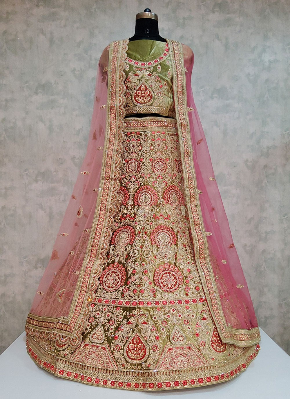 Embroidered Velvet A - Line Lehenga - L1919