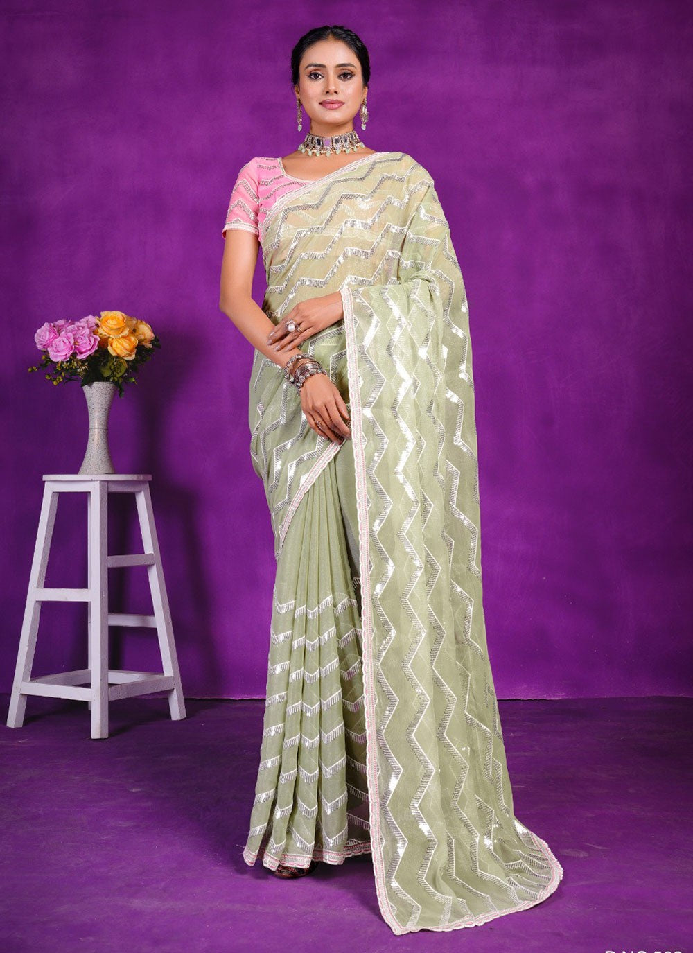 Classic Embroidered Shimmer Saree - S5701