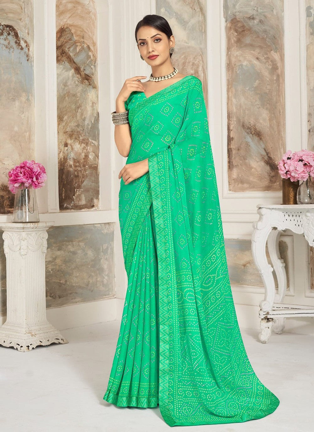 Casual Printed Chiffon Saree - S7472