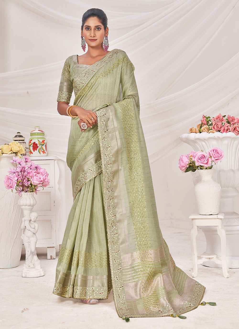 Classic Embroidered Silk Saree - S6750