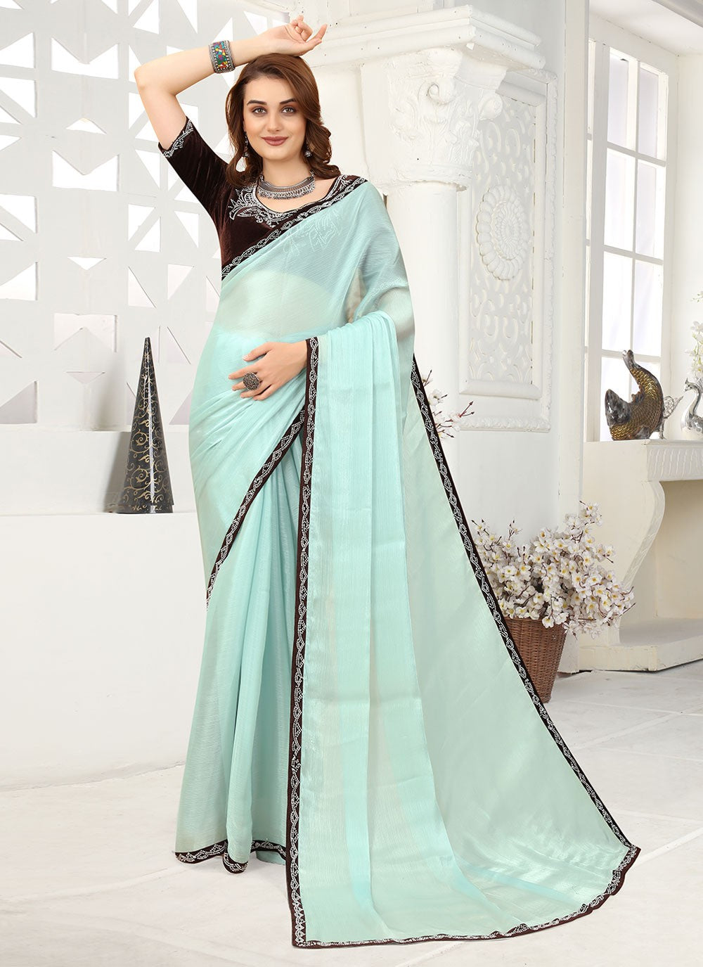 Classic Lace Organza Saree - S1634