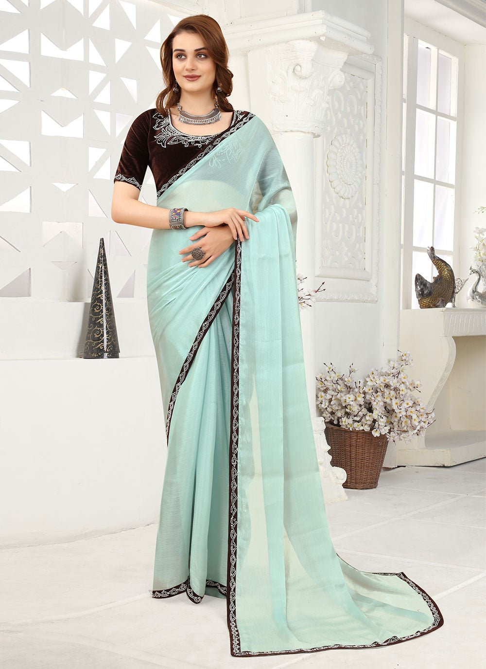 Classic Lace Organza Saree - S1634