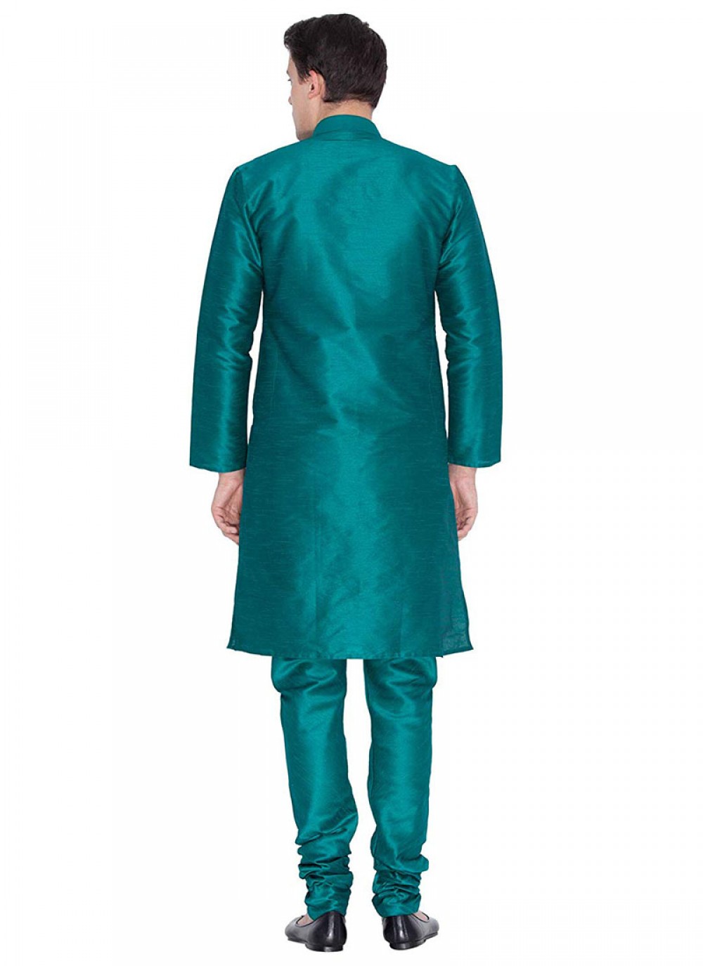 Plain Art Dupion Silk Sea Green Kurta Pyjama - M1176