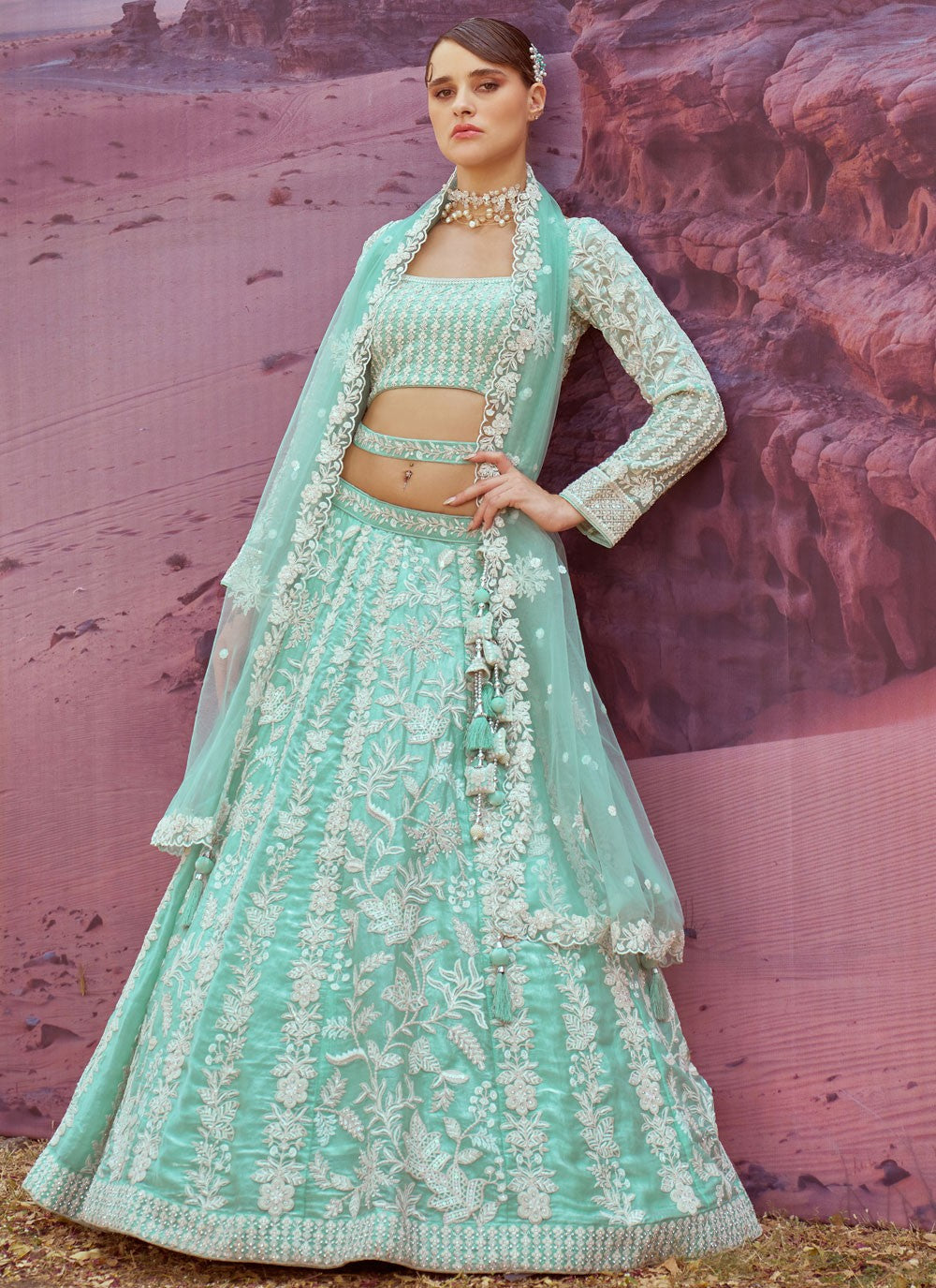 Beads Organza A - Line Lehenga - L2931