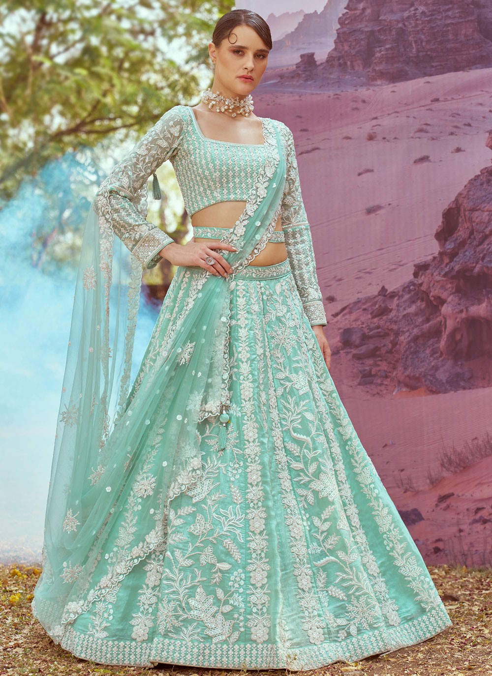 Beads Organza A - Line Lehenga - L2931