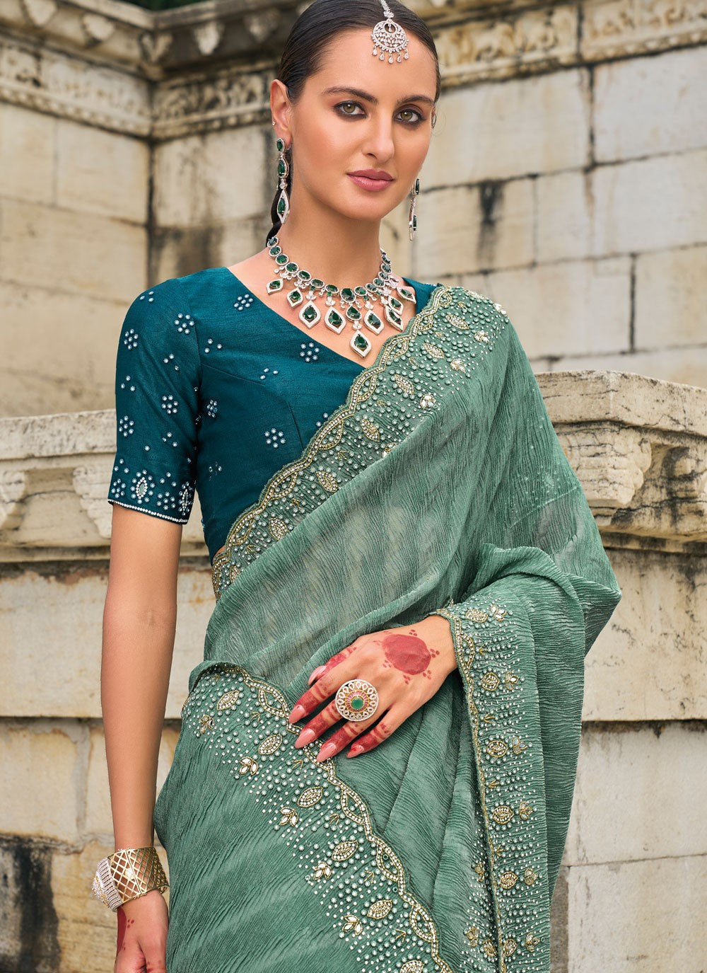 Classic Embroidered Kanjivaram Silk Cream Saree - S10755