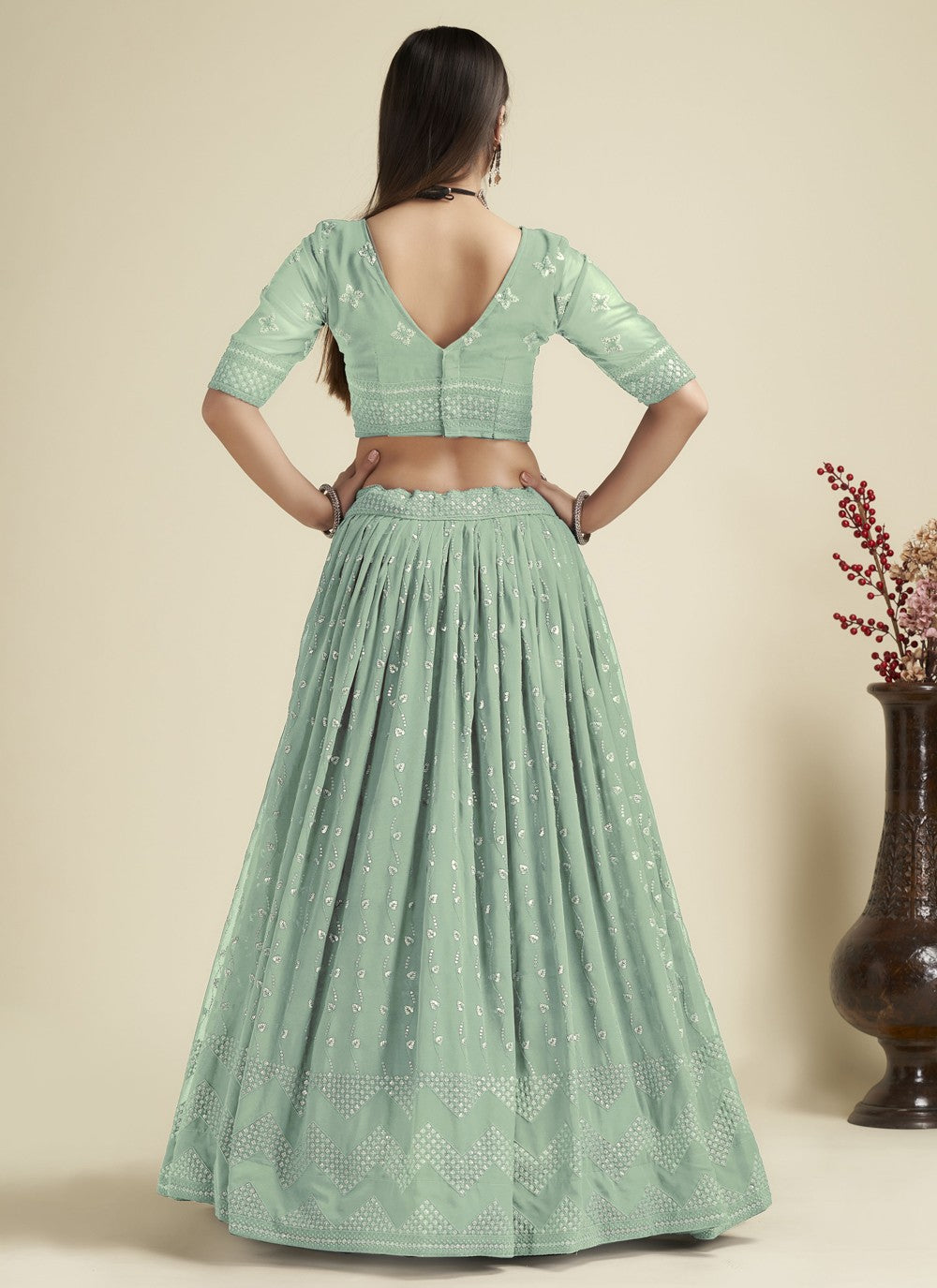 Embroidered Georgette A - Line Lehenga - L1134