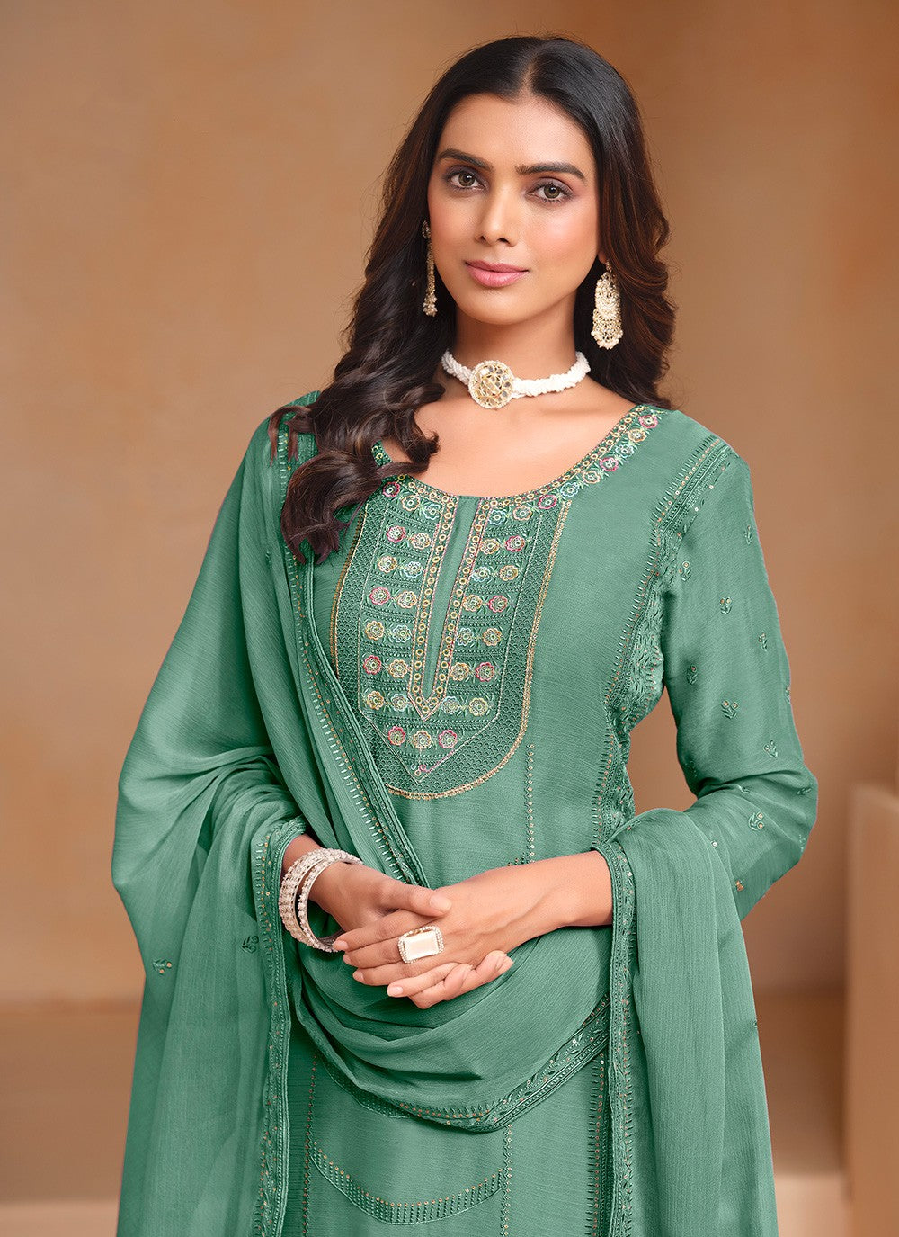 Chiffon, Organza Salwar Suit - T3598