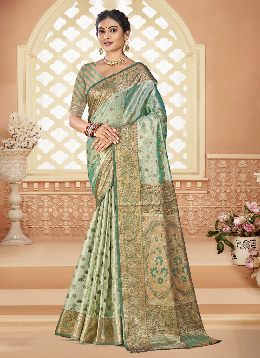 Classic Weaving Zari Silk Pink Saree - S11063