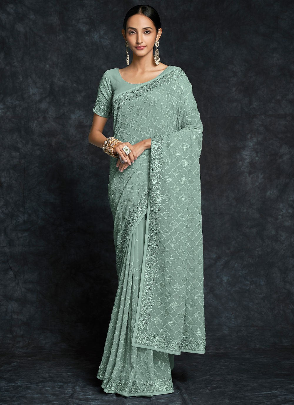 Saree Embroidered Georgette Saree - S2663