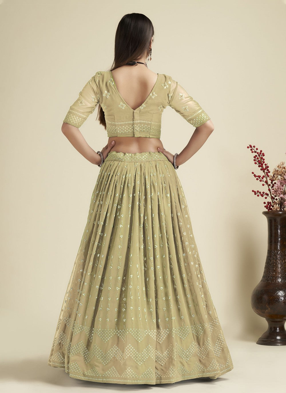 Embroidered Georgette A - Line Lehenga - L1134