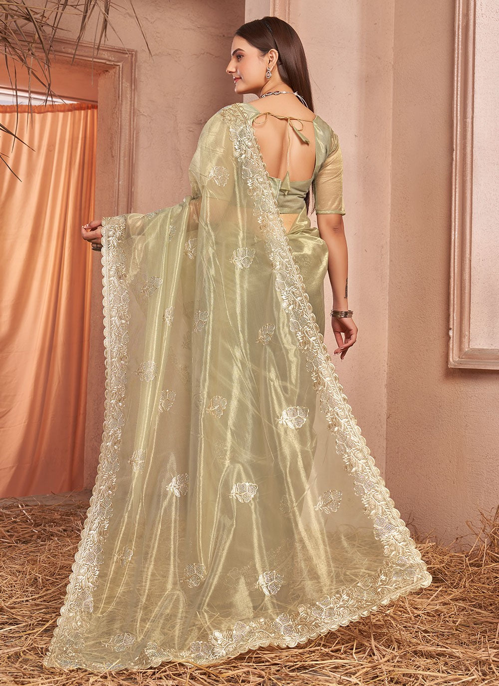 Classic Embroidered Net, Shimmer Saree - S7266