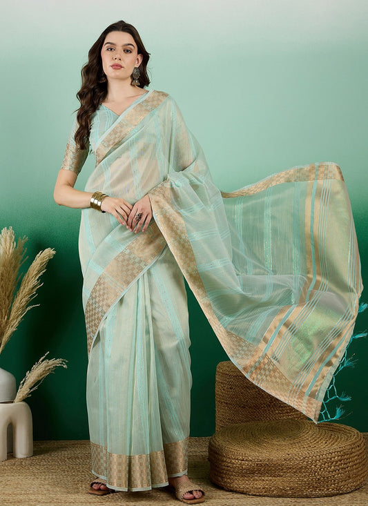 Classic Woven Khadi, Organza Saree - S7260