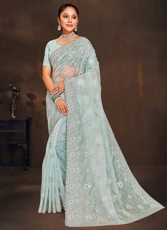 Classic Embroidered Organza Saree - S3996