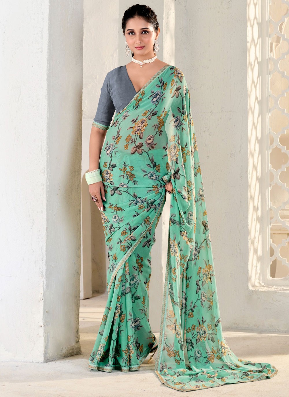 Classic Printed Georgette Saree - S9556