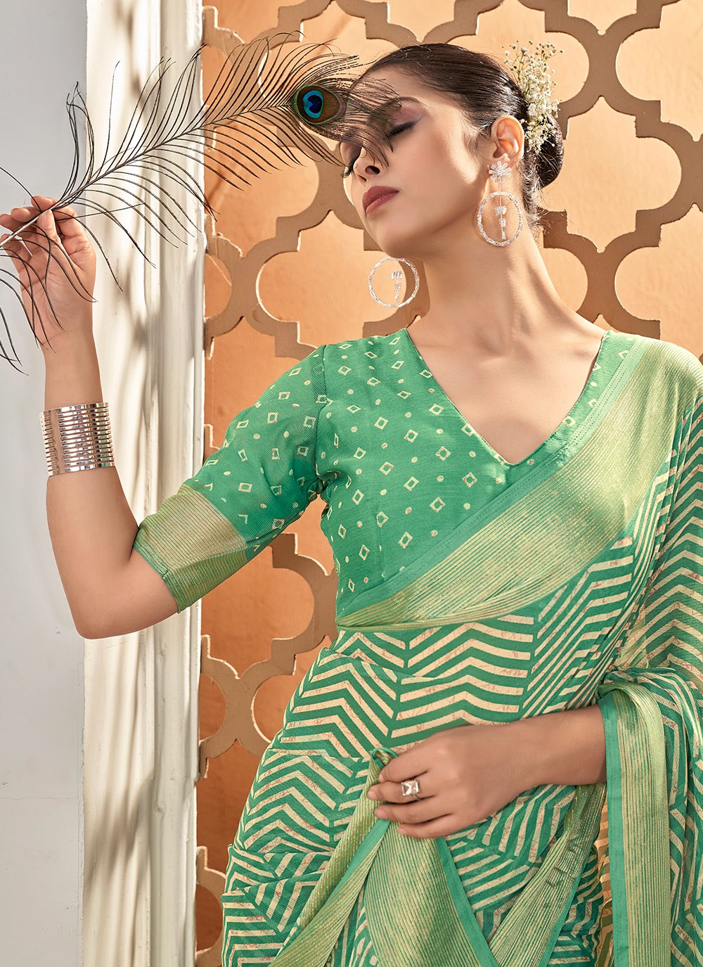 Trendy Printed Chiffon Saree - S8758