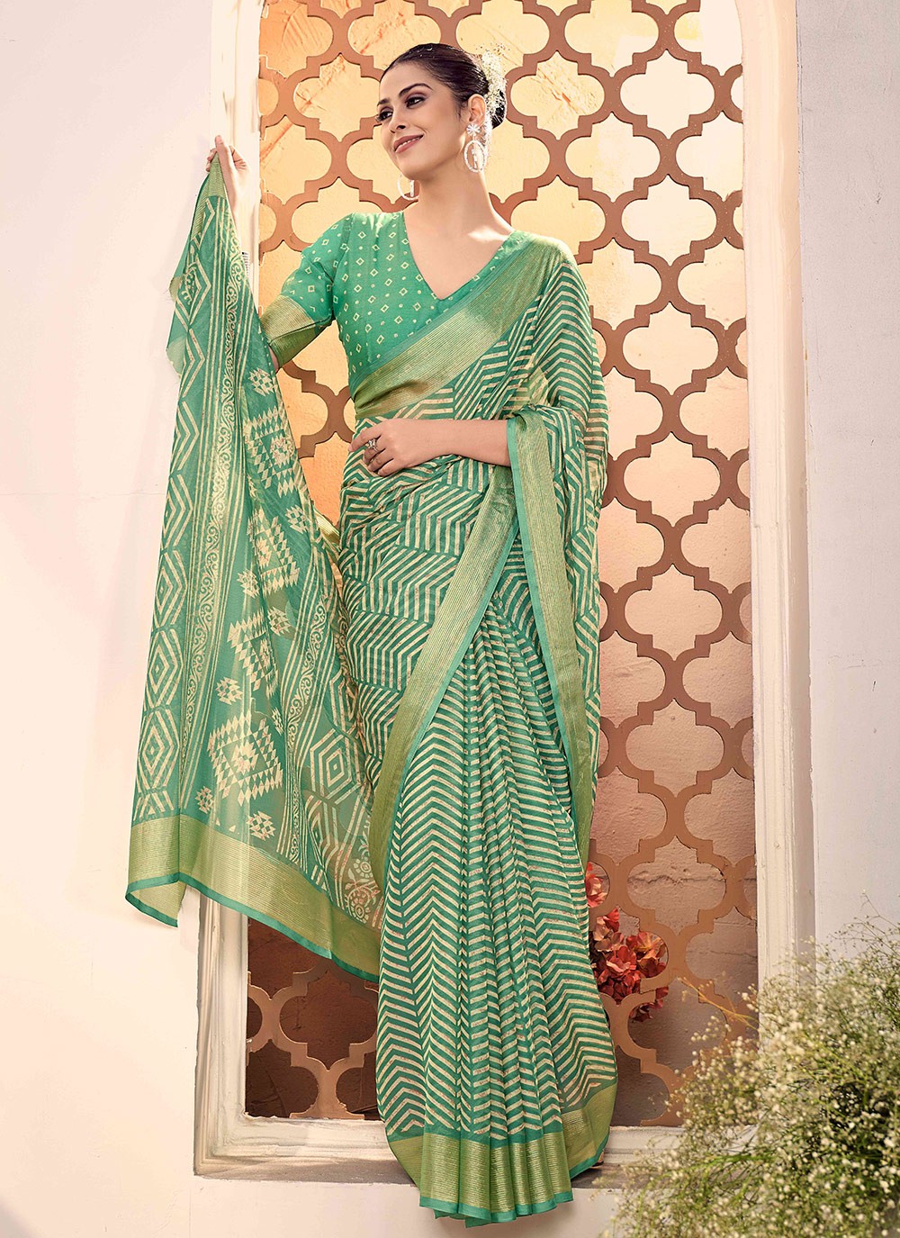 Trendy Printed Chiffon Saree - S8758