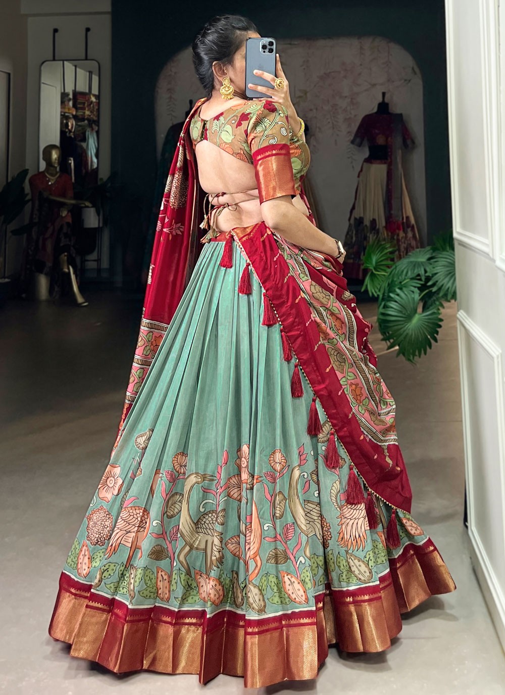 Printed Pure Dola Lehenga - L3192