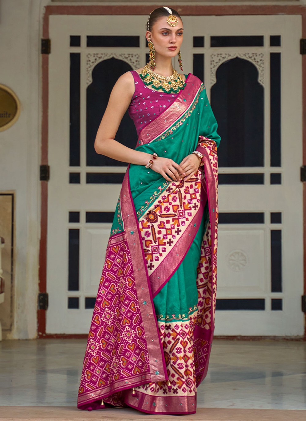 Classic Aari Work Patola Silk Saree - S1944