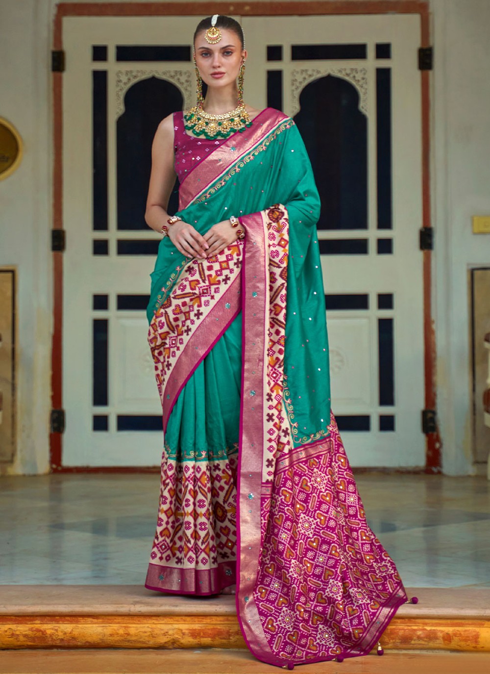 Classic Aari Work Patola Silk Saree - S1944