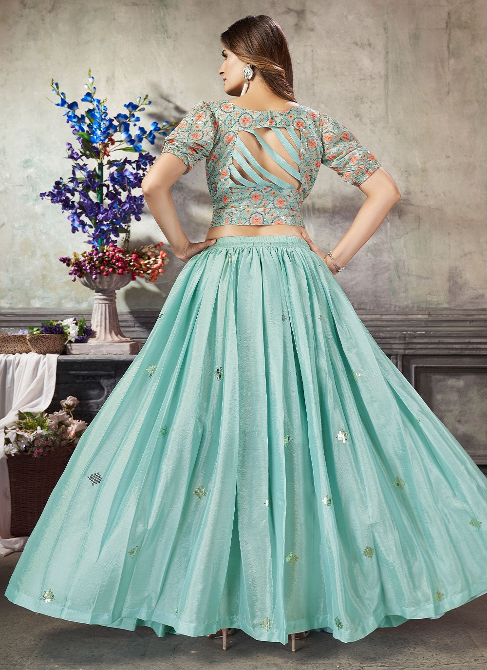 Embroidered Art Silk A - Line Lehenga - L0803