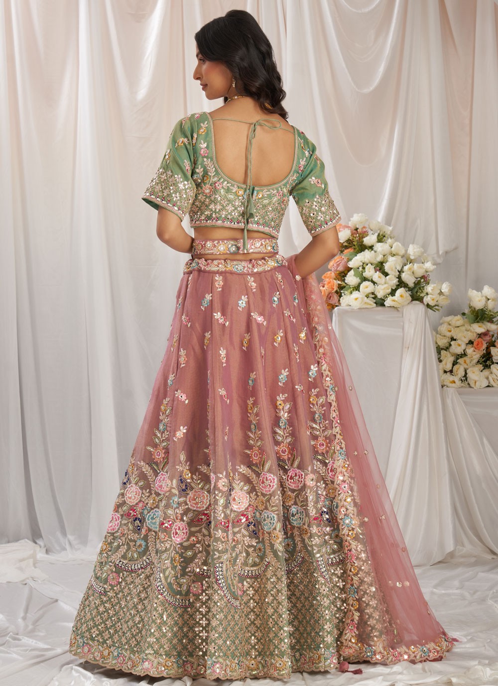 Embroidered Tissue A - Line Lehenga - L2700