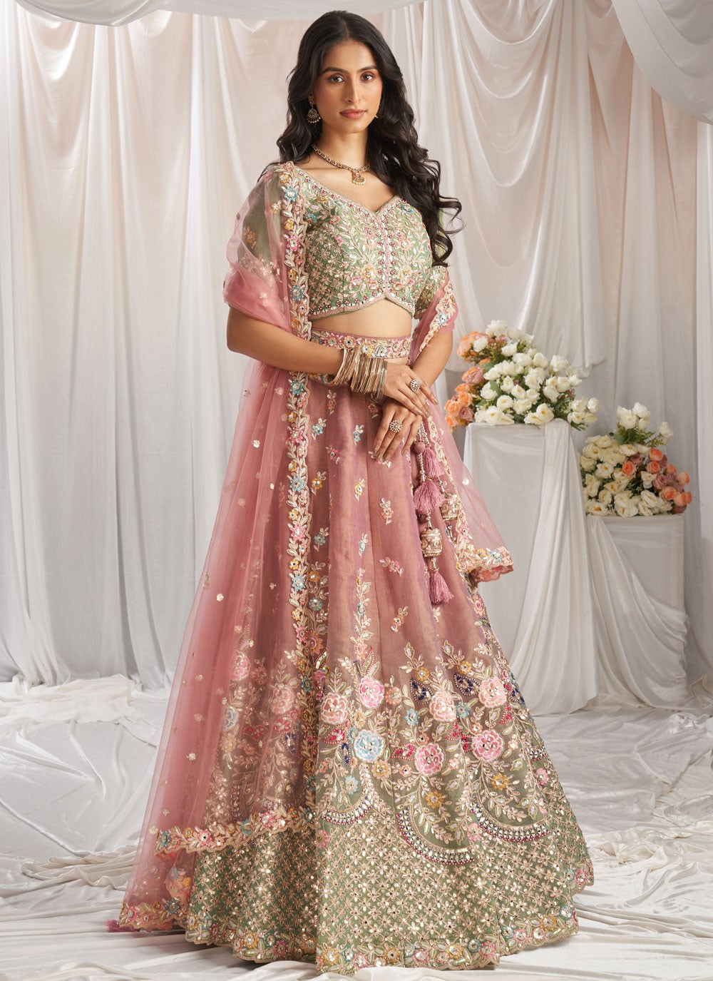 Embroidered Tissue A - Line Lehenga - L2700