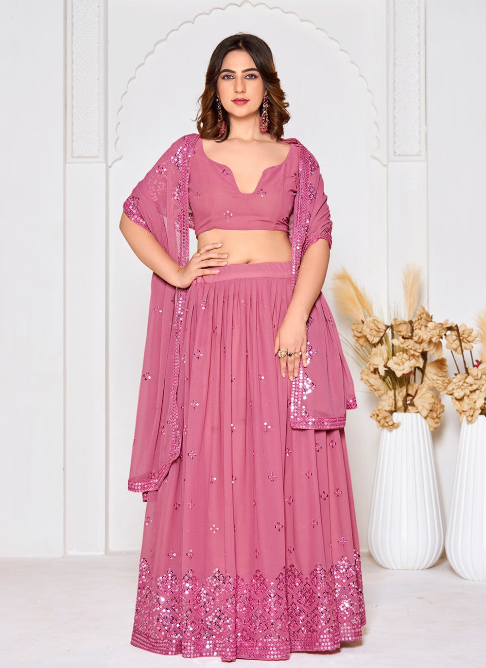 Embroidered Georgette A - Line Lehenga - L2308