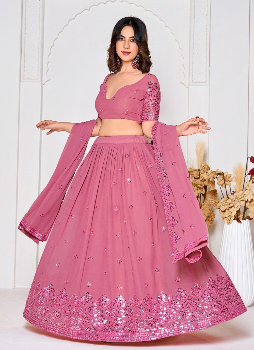 Embroidered Georgette A - Line Lehenga - L2308