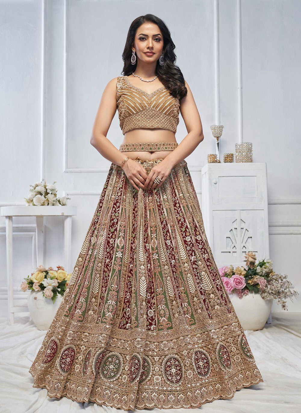 Embroidered Net A - Line Lehenga - L2762