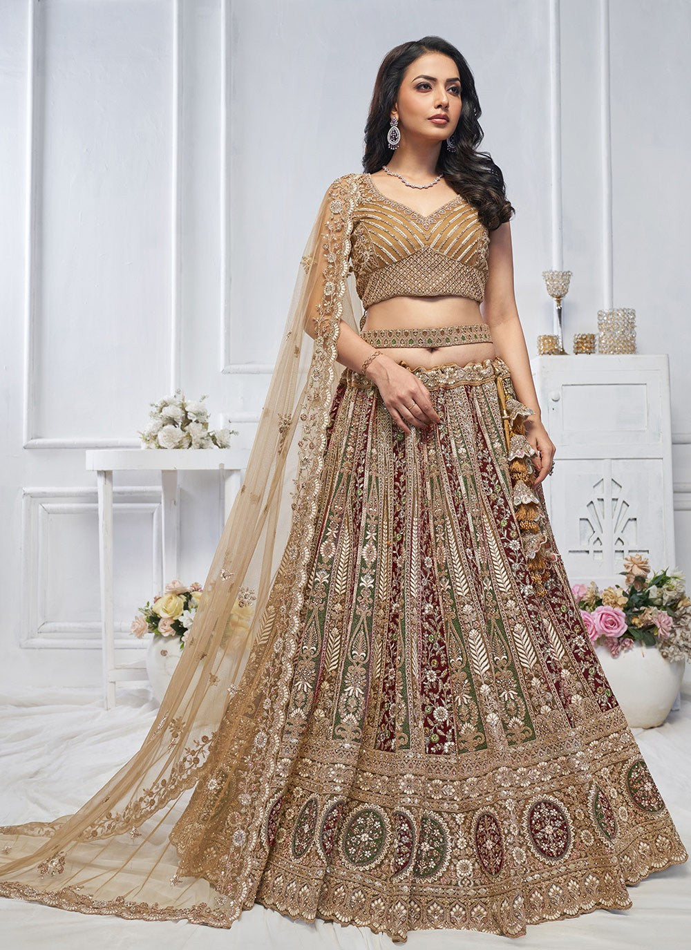 Embroidered Net A - Line Lehenga - L2762