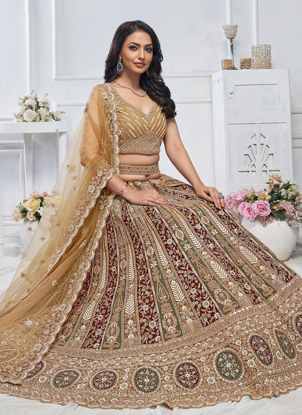 Embroidered Net A - Line Lehenga - L2762