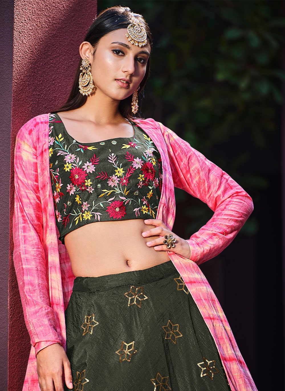 Embroidered Art Silk A - Line Lehenga - L0764