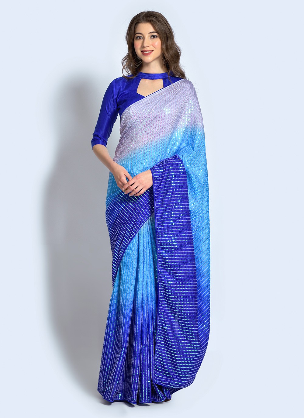 Shaded Sequins Georgette Saree - S2167