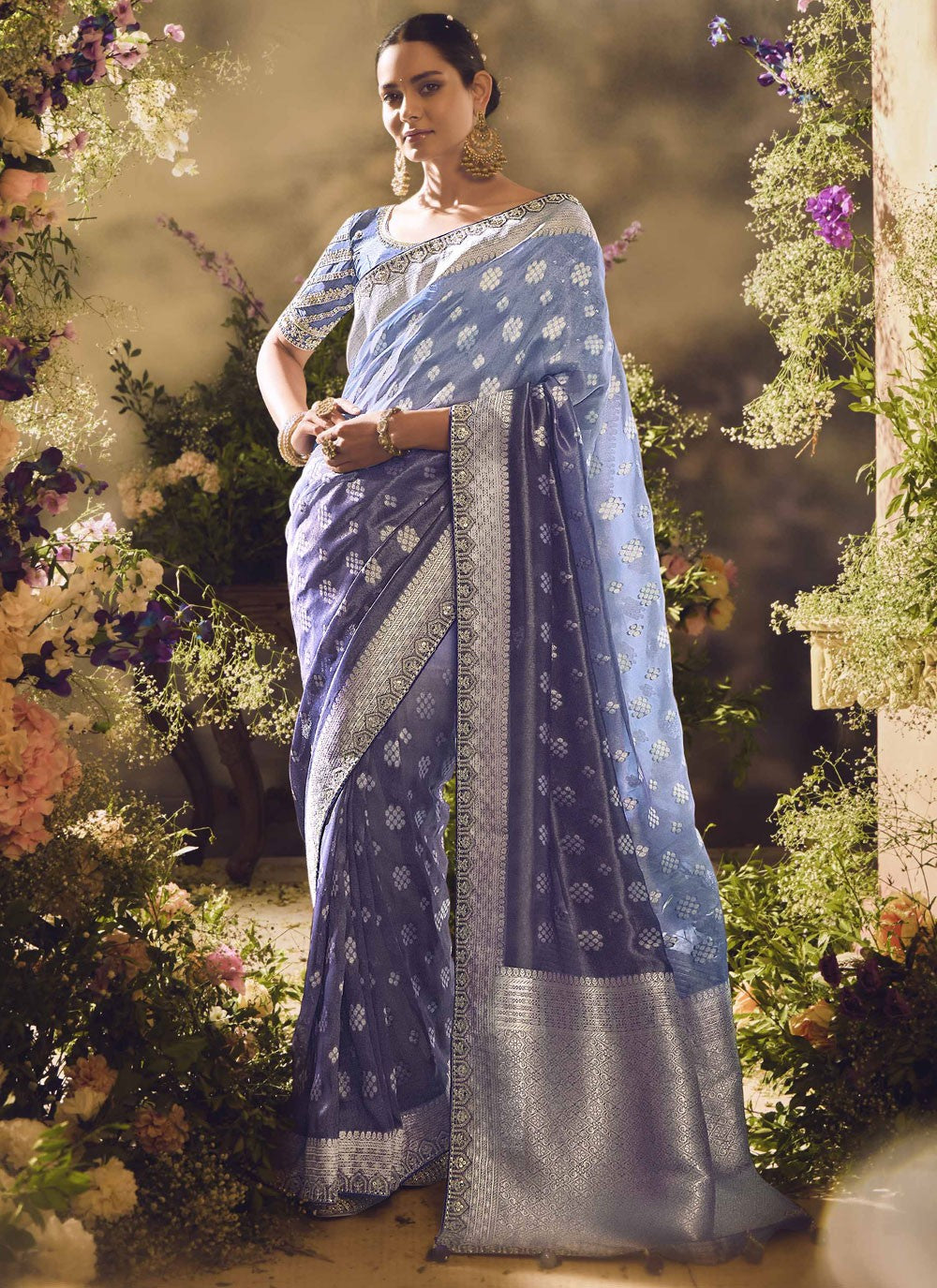 Classic Border Work Silk Purple Saree - S11268