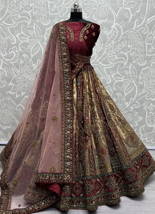 Embroidered Velvet A - Line Lehenga - L1361