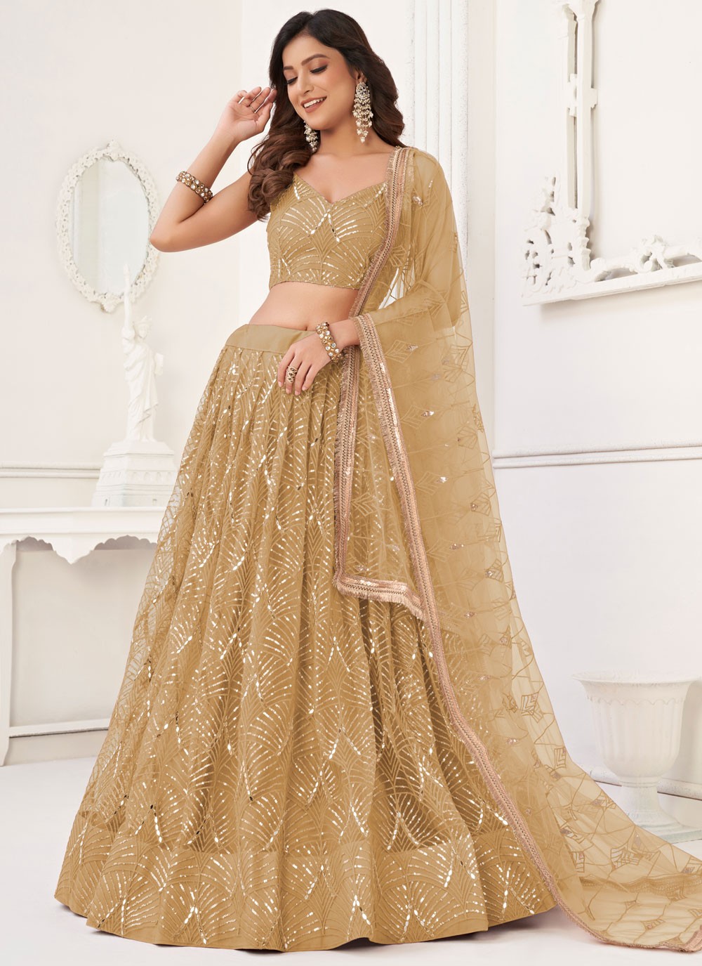 Embroidered Net A - Line Lehenga - L3011