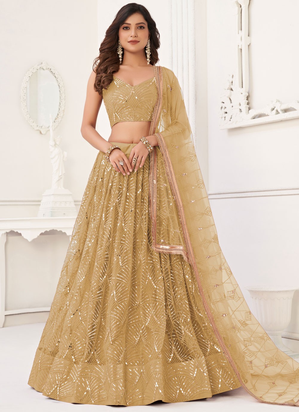 Embroidered Net A - Line Lehenga - L3011