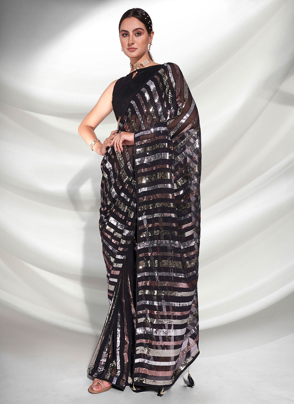 Classic Embroidered Georgette Saree - S3097