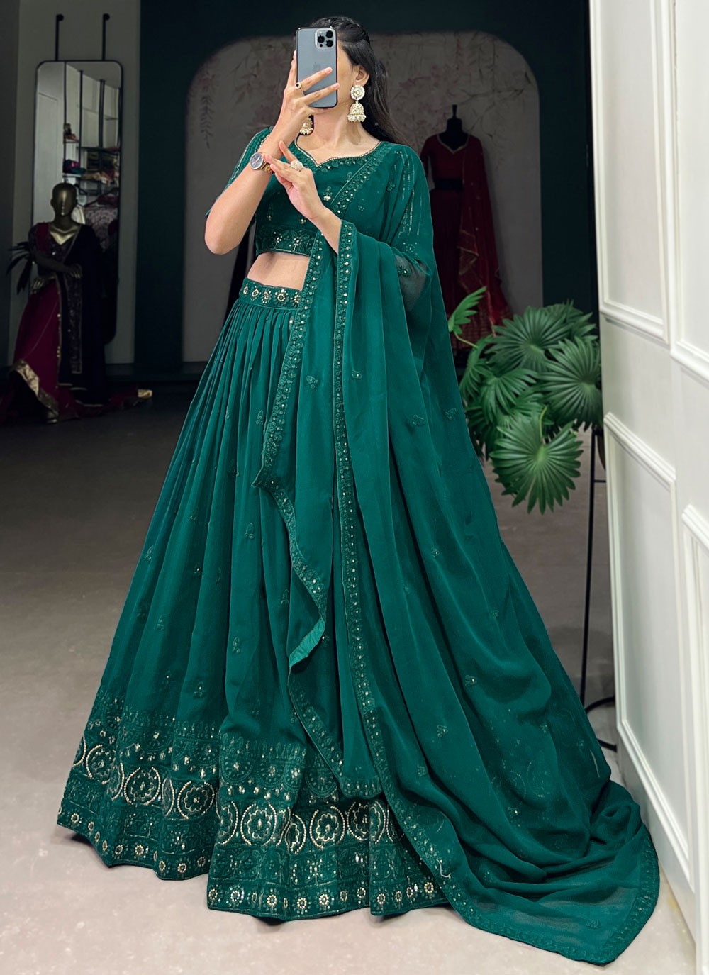 Embroidered Georgette A - Line Lehenga - L2748