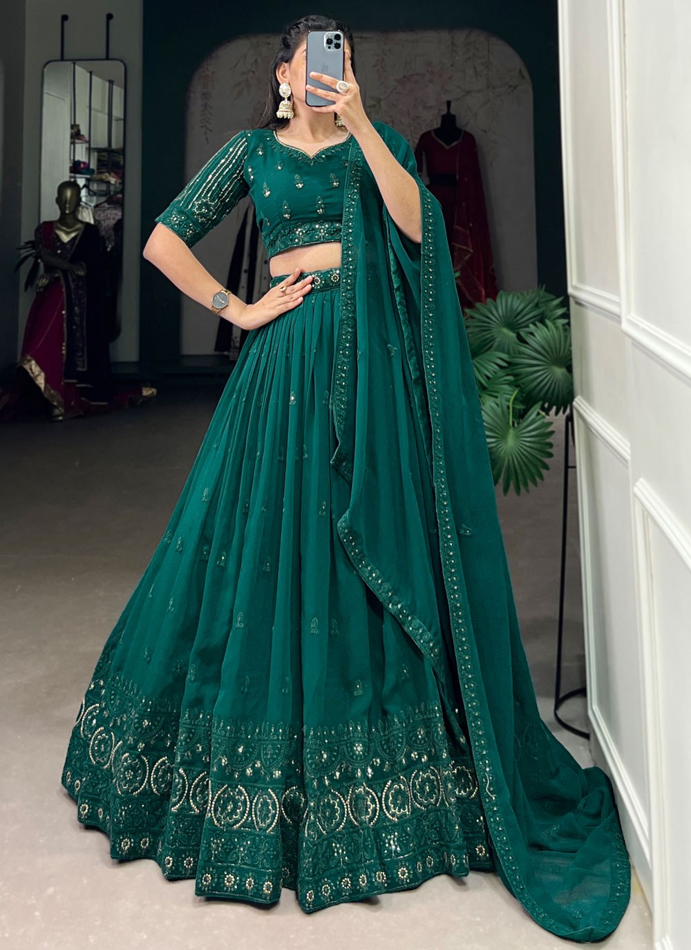 Embroidered Georgette A - Line Lehenga - L2748