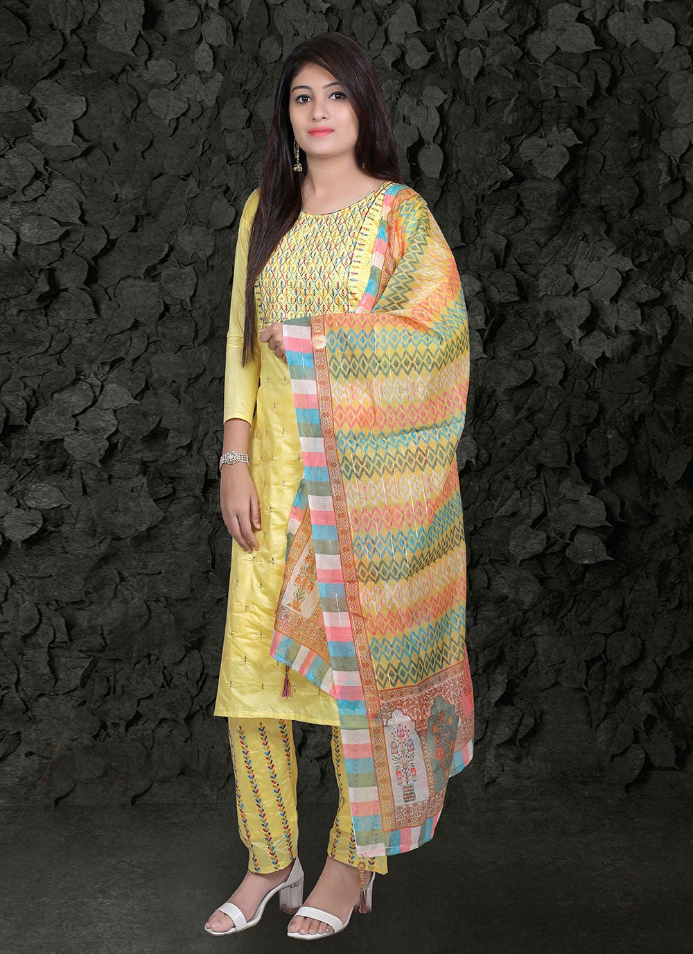 Chanderi Silk Pant Style Suit - T758