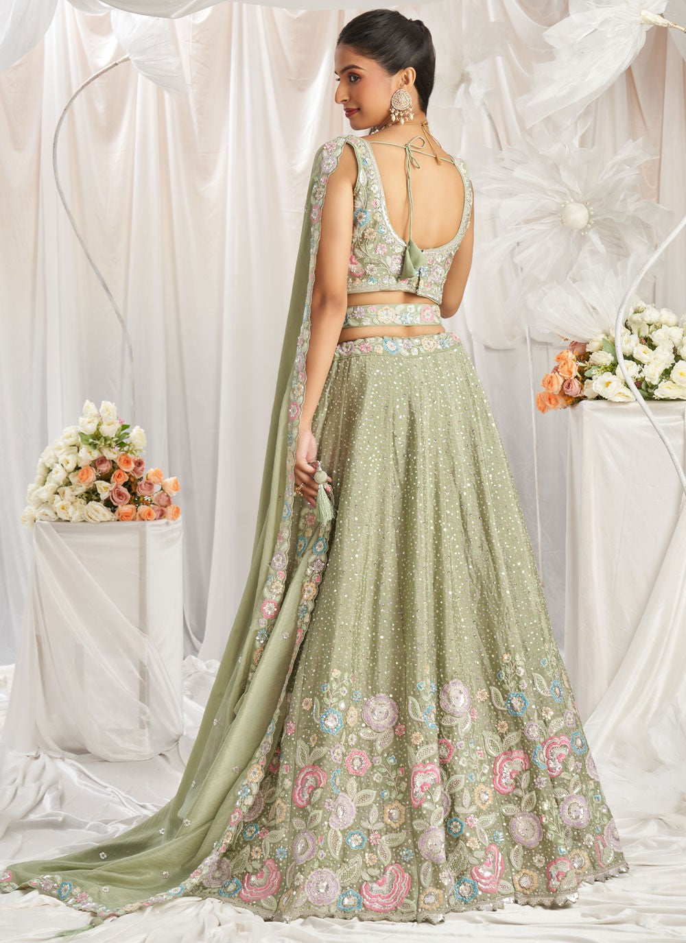 Embroidered Tissue A - Line Lehenga - L2700