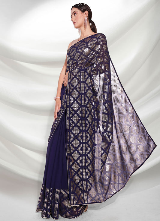 Classic Embroidered Georgette Saree - S3093