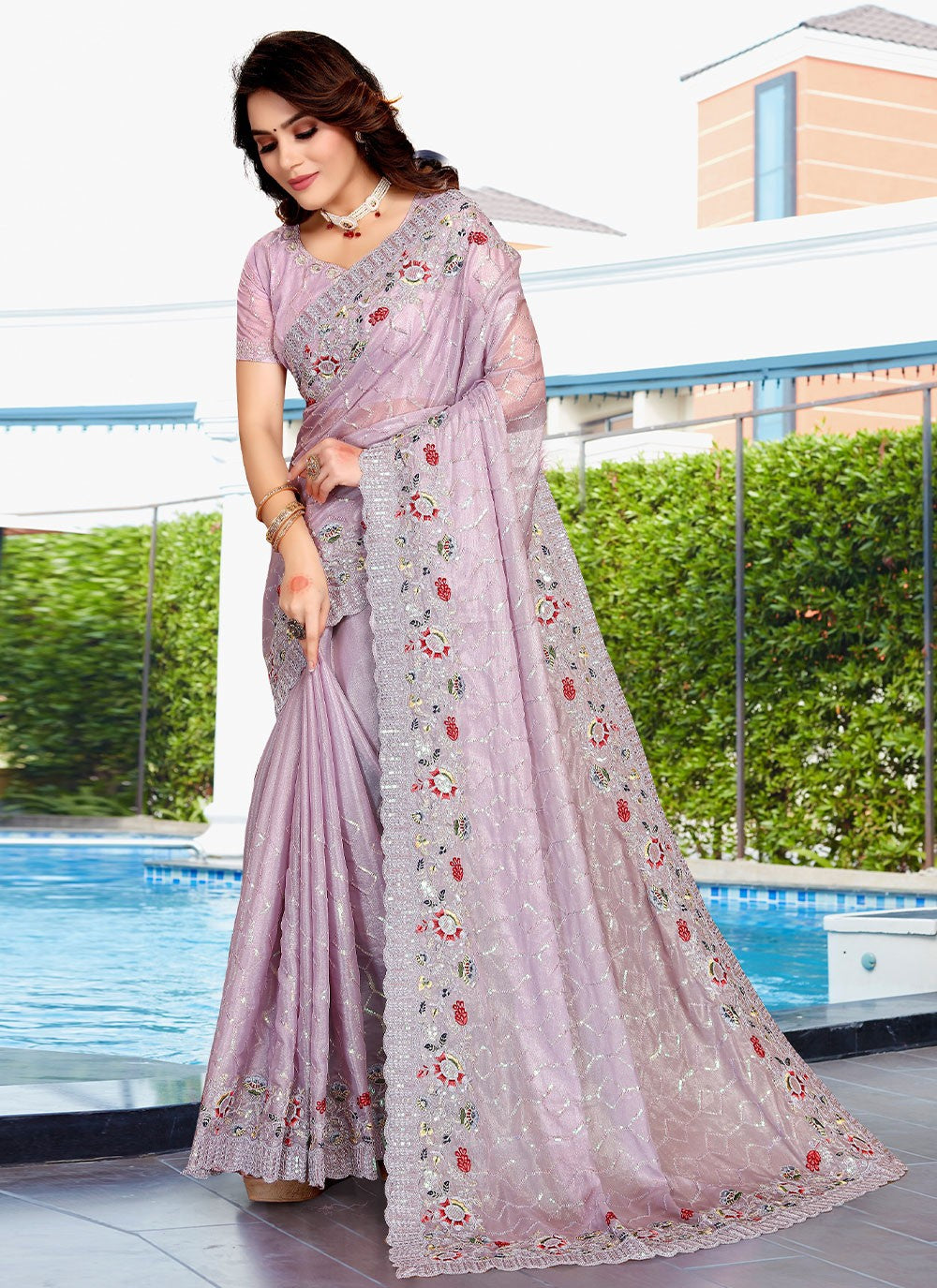 Classic Embroidered Crepe Silk Saree - S2389